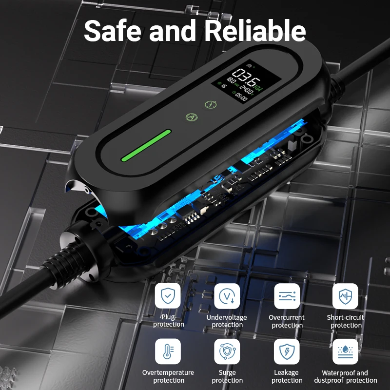 Kabel do ładowania EVSELink, przenośna ładowarka do pojazdów elektrycznych 3.5KW feyree 16A 1-fazowa Typ2 GBT 3.5M 5M IP66 AC do użytku domowego