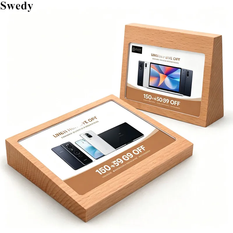 

5 PCS 90x54mm Slant Wood Acrylic Sign Holder Display Stand Table Name Card Holder Restaurant Menu Price Label Paper Holder Stand