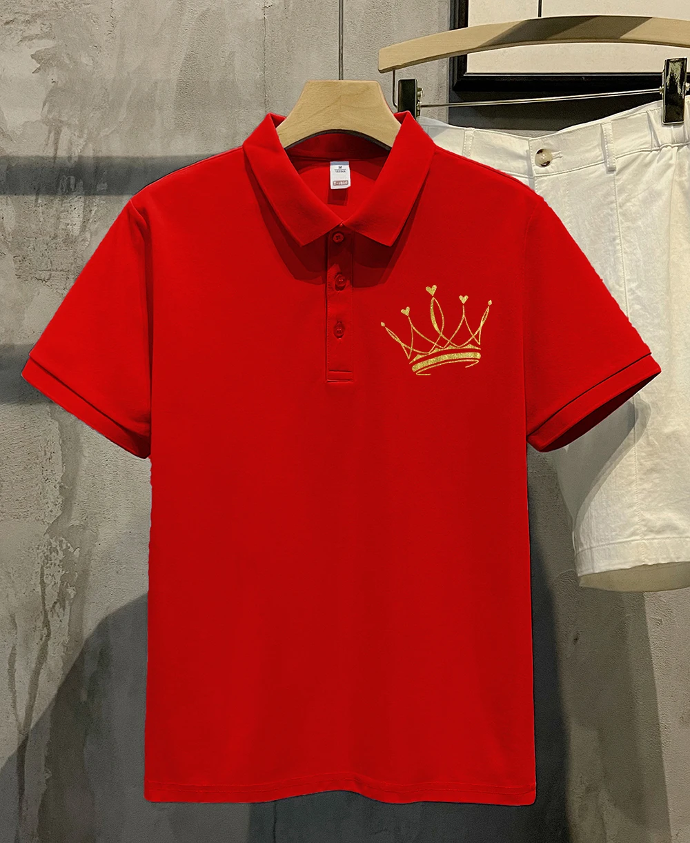 

Love Crown Creative Design Polo Shirt Men Summer Casual T Shirt Male All-Match Collar Sportswear Hip Hop Soft Short Sleeve