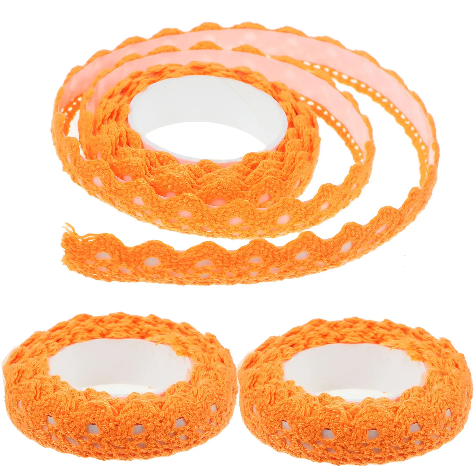 

3 Rolls Adhesive Decorative Lace Tape Cotton Lace Craft Tape for Scrapbooking DIY Gift Box Card Decoration Adhesive Tapes