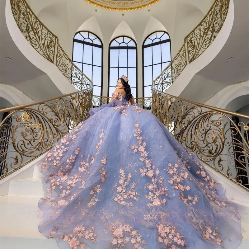 Vestidos Quinceanera de renda rosa para meninas, vestido de baile, cintilante vestido de princesa cinderela, doce 15 Años16, 2023