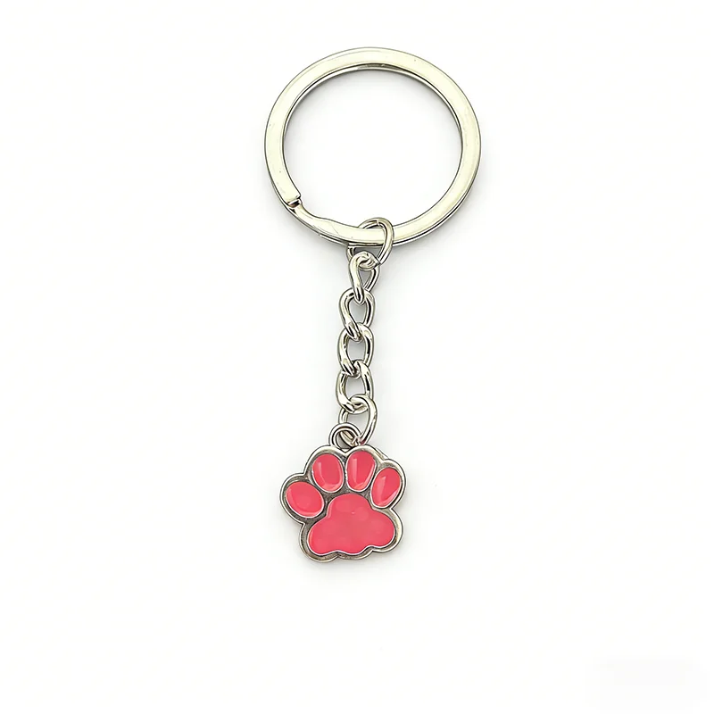 7-teiliges Set Bunte Katzenpfoten-Schlüsselanhänger aus Zinklegierung mit Emaille-Tierpfoten-Anhänger als Taschenanhänger und Geschenk – Detail 5