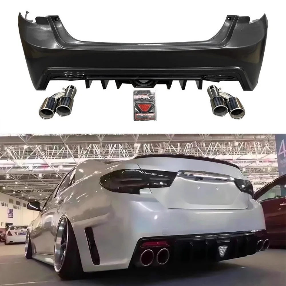 

Неокрашенный задний бампер для Toyota Reiz 2013-2017, модифицированная задняя горловина, габаритный фонарь, стоп-сигнал, полипропиленовые автомобильные аксессуары