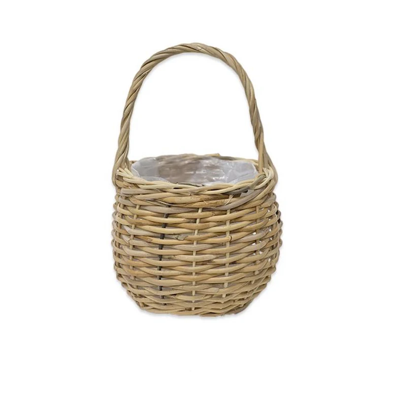 

Home Decoration Wedding Flower Girl Rattan Petal Candy Storage Flower Basket with Handle