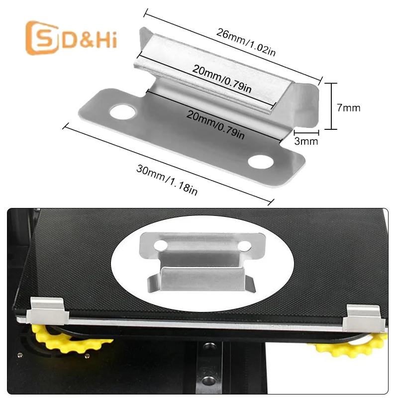 

8 шт., 7 мм, зажимы для стеклянной кровати из нержавеющей стали, зажимы для Ender 3 Ender 5 CR-10 серии, зажимы для кровати с подогревом, платформа, детали 3D-принтера
