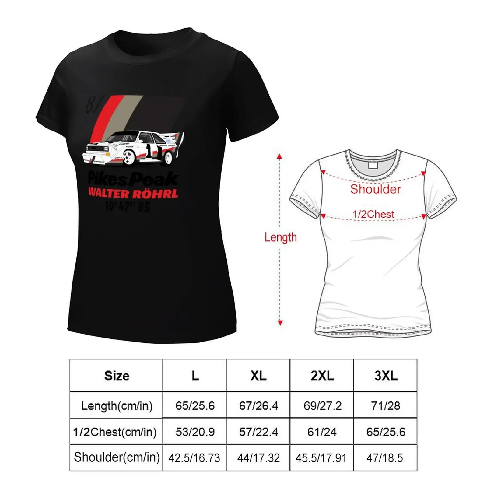 Walter Rohrl Pikes peak 87 T-Shirt Short sleeve tee summer clothes customizeds female funny t shirts for Women