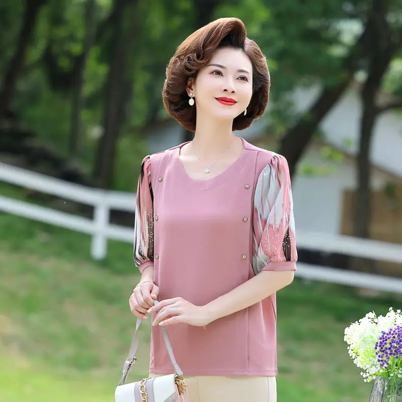 Temperamentowa koszula dla mamy z rękawami w nowym, cienkim stylu