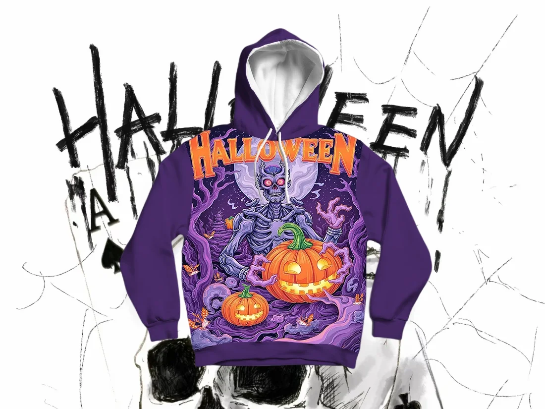 

25/26 Latest Autumn/Winter Halloween Elements 3D Printed Hoodie Large Adult Same Size Female Same Size Original Design Top