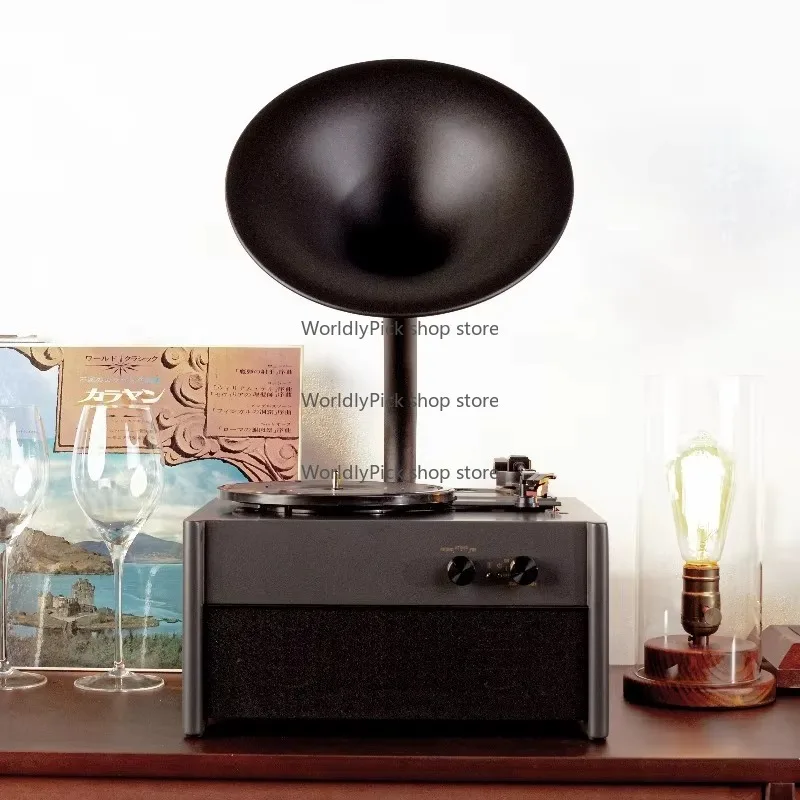 

High Quality Classic Style PC Gaming Gramophone Black Vinyl Record Player with Multi-Color Horn & USB Output Video Display