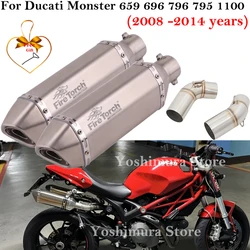 For Ducati Monster 659 696 795 1100 Hypermotard 796 2008-2014 Motorcycle Exhaust Escape Link Pipe Carbon Fiber Muffler DB Killer