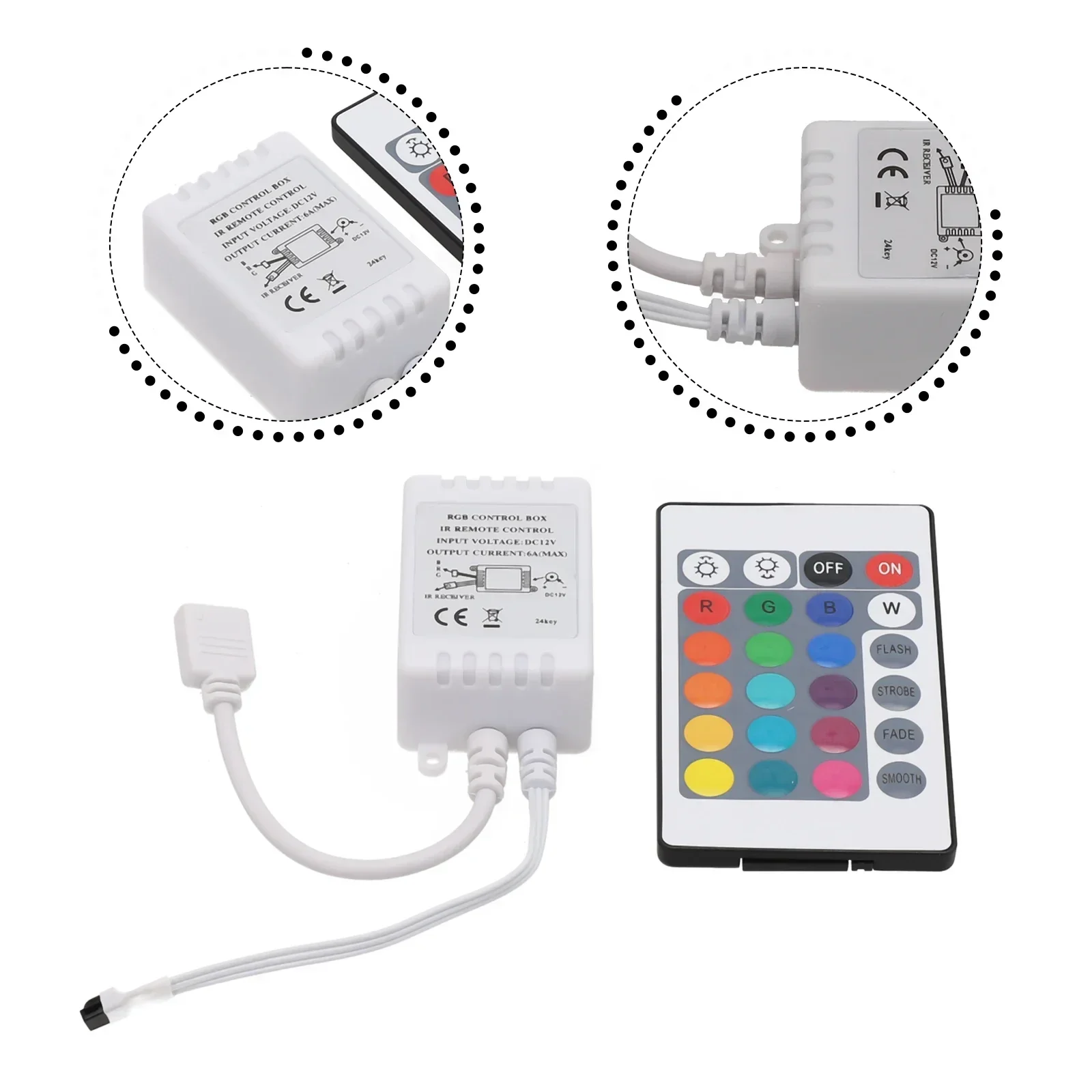 LED Strip Light RGB Control Box Plastic 24 Keys IR Remote Controller 433.92 MHz For 12V 3528 5050 Brand New High Quality