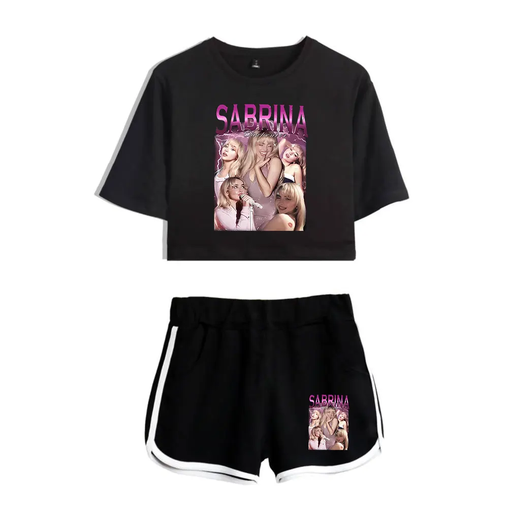 Sabrina Carpenter Suit Vintage 90s logo Merch Tops Harajuku Two Piece Set Shorts+Lovely TShirt Trendy Suit