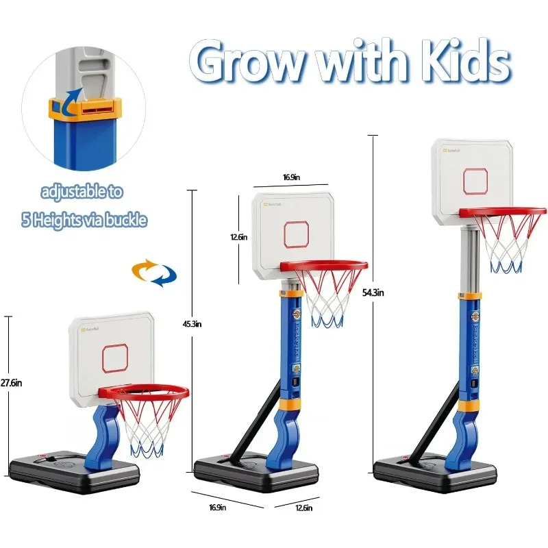 Toddler Pool volleyball Basketball Hoop Adjustable Height with 4 Basketballs for Outdoor Pool Basketball Hoop for Poolside