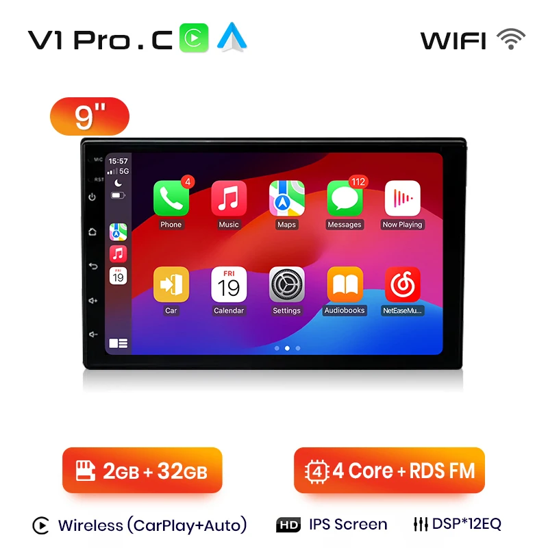 Junsun Qualcomm Autoradio 360 View Camera Draadloze CarPlay voor Apple Android Auto Universele Stereo Autoradio 4G GPS RDS WiFi BT