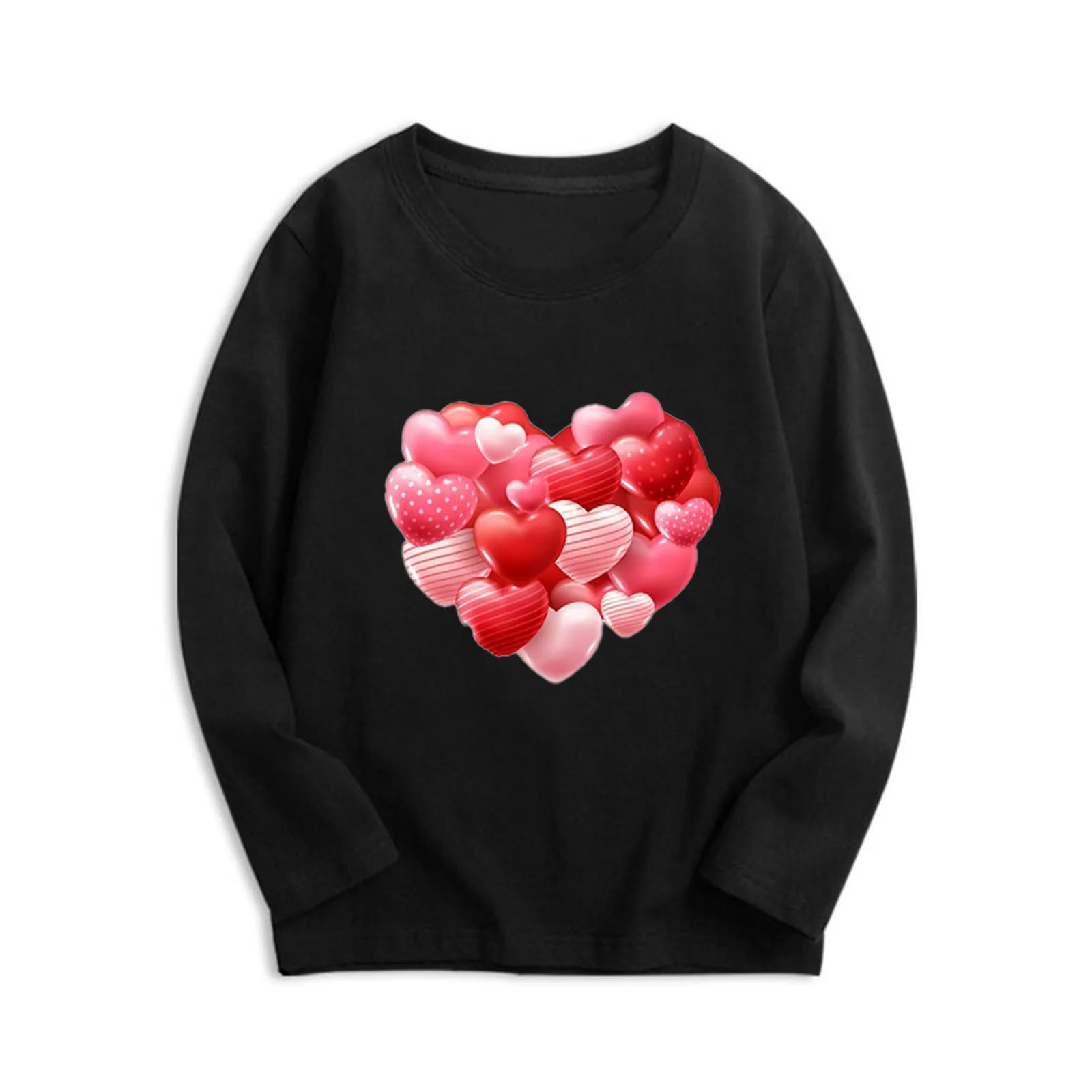 Cartoon Heart-shaped Printed Children's Round-neck Long-sleeved Sweatshirt, Fresh, Casual and Versatile Pullover Sweater