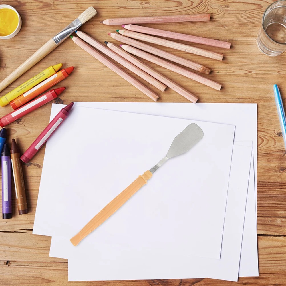 

12 Pcs Palette Knife Curved Slim Plastic Handle Metal Spatula Painting Tool Mixing Oil Paint Supplies Canvas Drawing