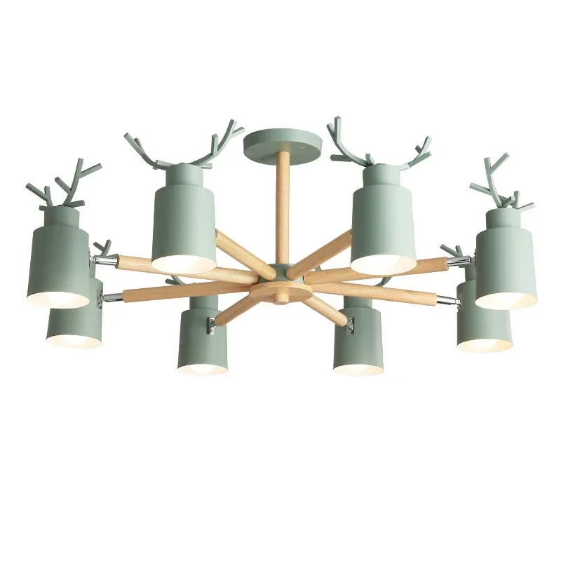 Nordic Simple Creative Antler Ceiling Lamp - Wooden Material for Living Room/Bedroom/Study/Childrens Room/Dining Room