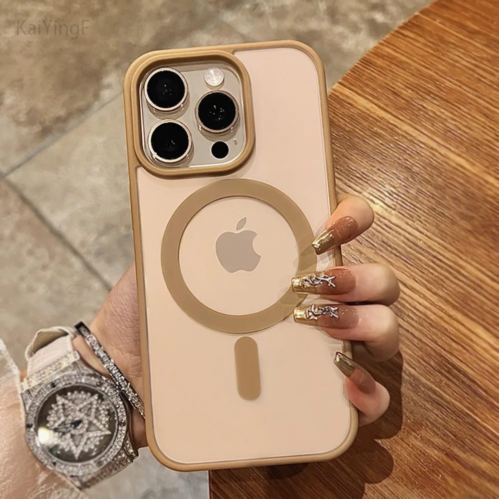 Luxury Magnetic Clear Case For iPhone 16 15 14 13 12 11 Pro Max Mini Plus Wireless Charge For Magsafe Soft Bumper Cases Cover