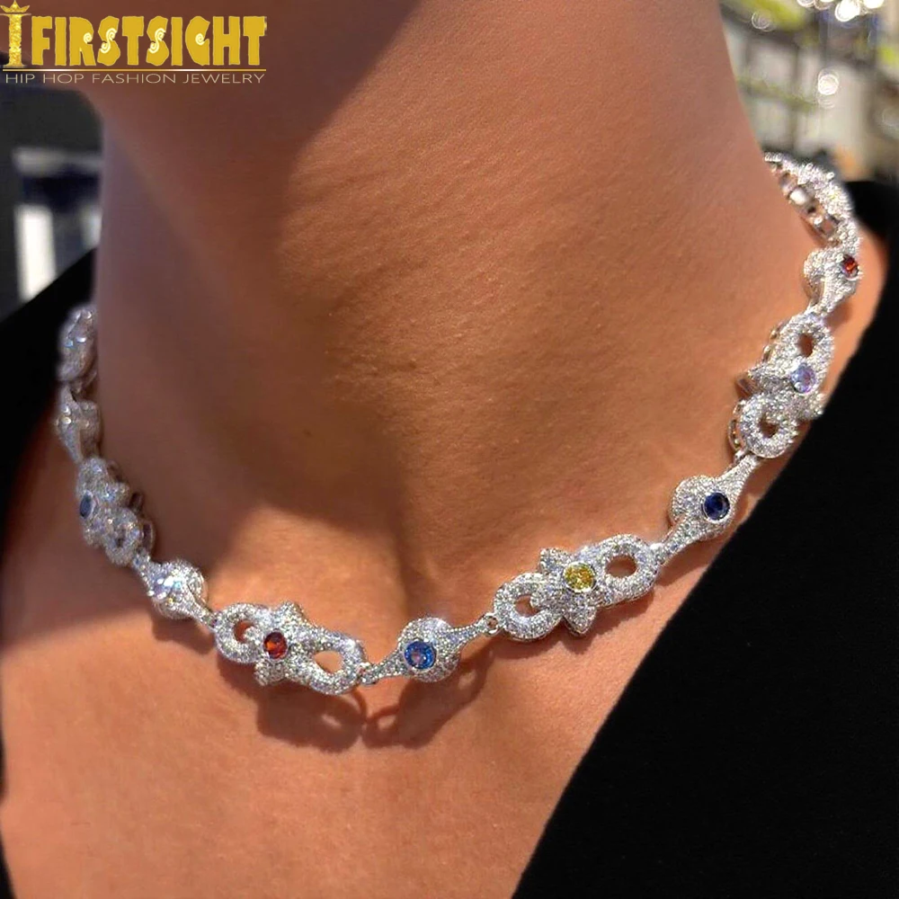 Iced Out Star Eye Pendant Necklace Prong Setting 5A Cubic Zirconia Infinity Cuban Link Chain Women Men Hip Hop Fashion Jewelry