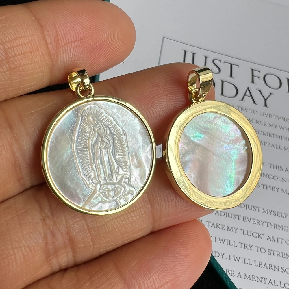 5 قطعة/الوحدة 21 مللي متر الطبيعية سان بينيتو و الصليب الأم اللؤلؤ قذيفة قلادة و Charms ل قلادة يسوع و نعمة السحر للهدايا #6