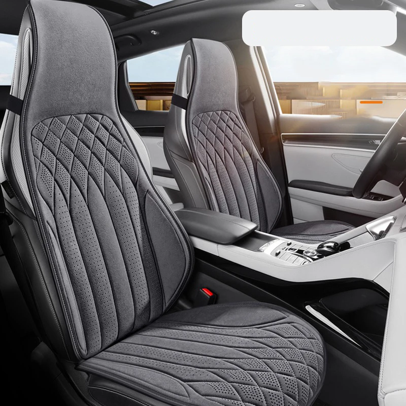 Luxury Full set Protection Universal Car Seat Cover All Season Breathable High Quality Perforated Latex Suede SUV Seat Covers