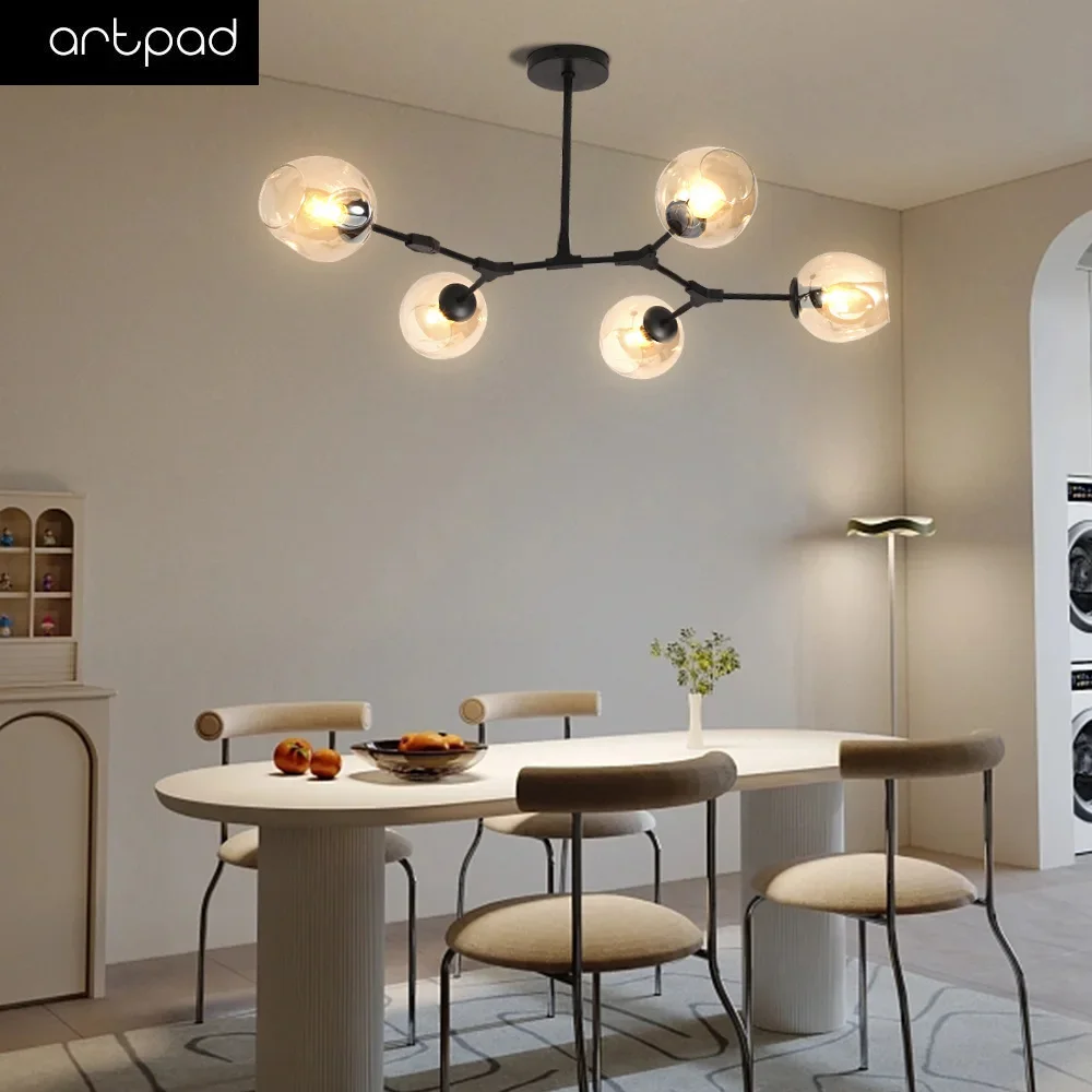 

Artpad Modern Chandelier Gold Design Glass Pendant Lights Nordic Living Room Dining Room Lustre Kitchen Hanging Lamp Fixtures E2