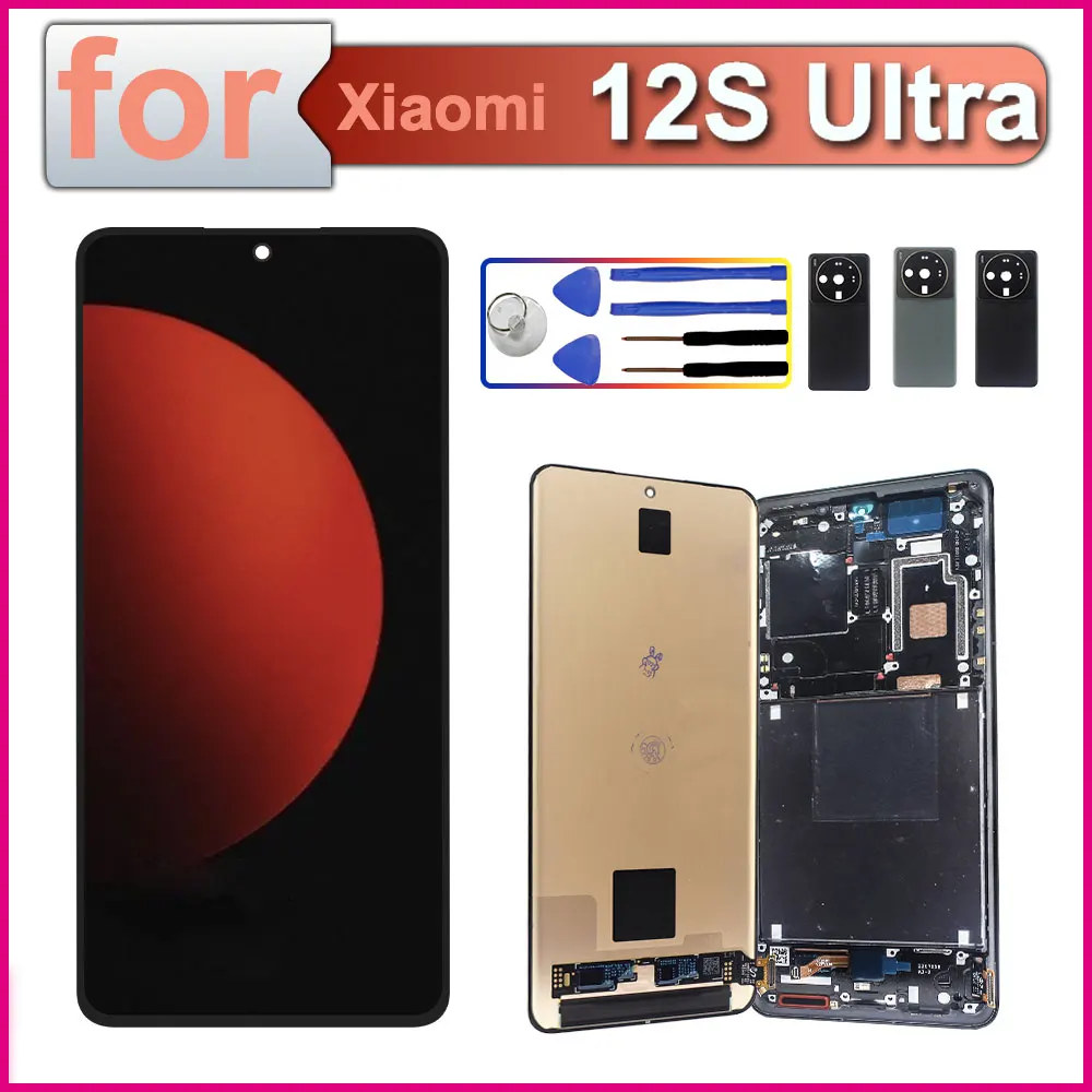 Super AMOLED LCD for Xiaomi 12S Ultra LCD Display Touch Screen Digitizer Assembly for Mi 12S Ultra Phone 2203121C LCD with Frame