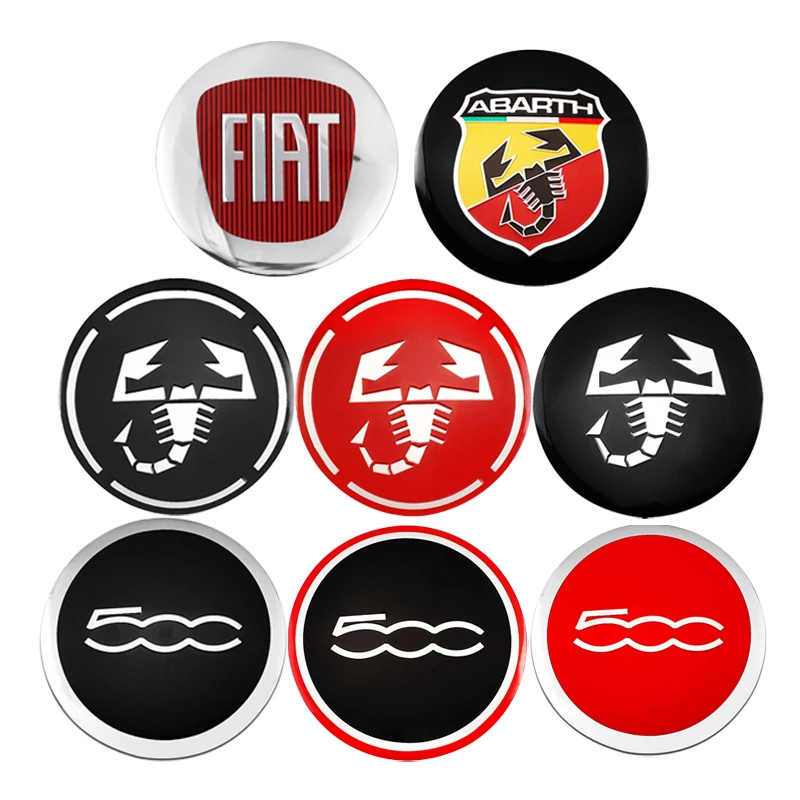 �y�Z�[�����z4���Z�b�g �ԗփX�e�b�J�[ 56mm �I�[�g�Z���^�[�n�u�L���b�v �f�J�[�� FIAT Abarth 500 Tipo FR Panda Argo Freemont Viaggio Bravo Punto Doblo�p