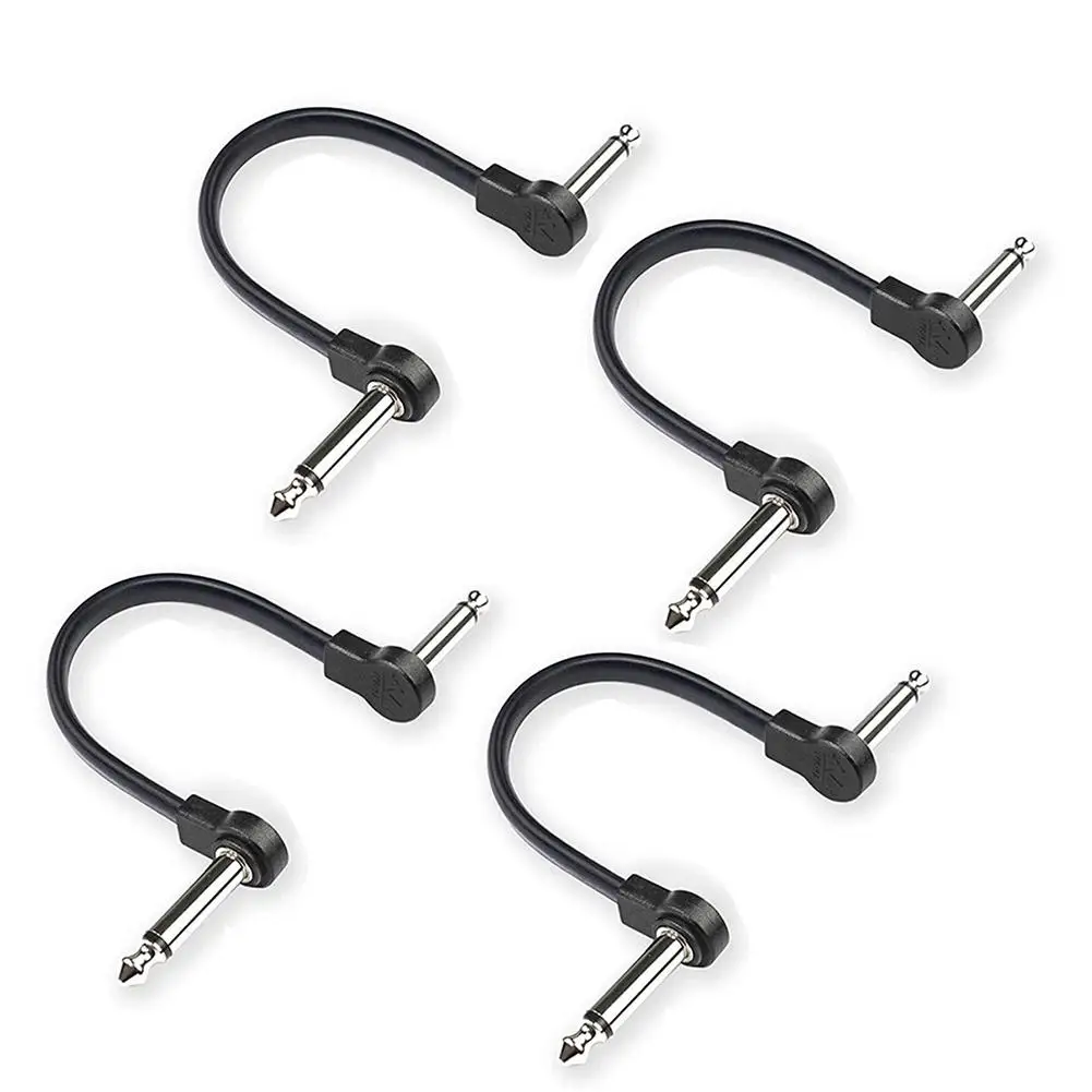 1 /4pc Guitar Effect Pedal Flat Patch Cables 6 Inch Length With 1/4 Inch Right Angle Connectors Patch Cable Kit