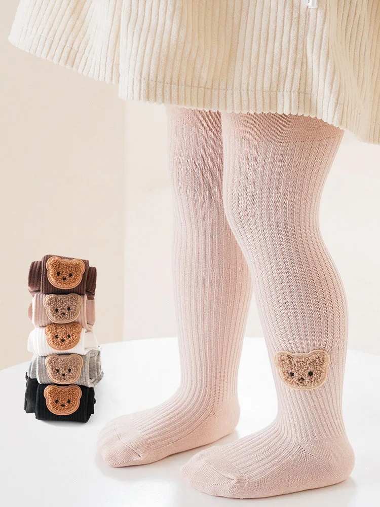 Cute Bear Baby Tights Embroidery Warm Cotton Girls Leggigns Baby Pantyhose Kids Children Tights Socks 1-10Years