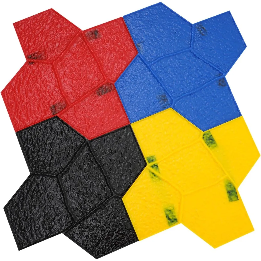 

4PCS Concrete Stamping Molds 23.23x23.23x0.55in Concrete Stamps Mats PU Concrete Texturing Skin Realistic Concrete Texture Mat