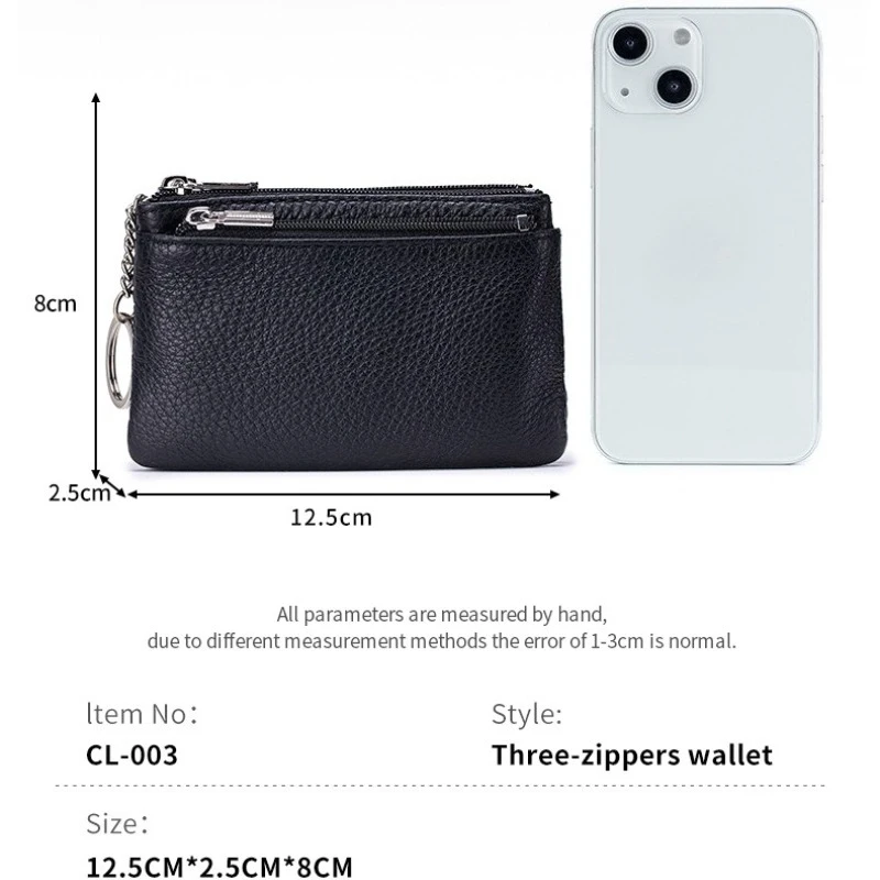 Monederos de cuero para mujer, monedero pequeño, monederos para mujer, mini billetera con cremallera y llavero para mujeres y hombres