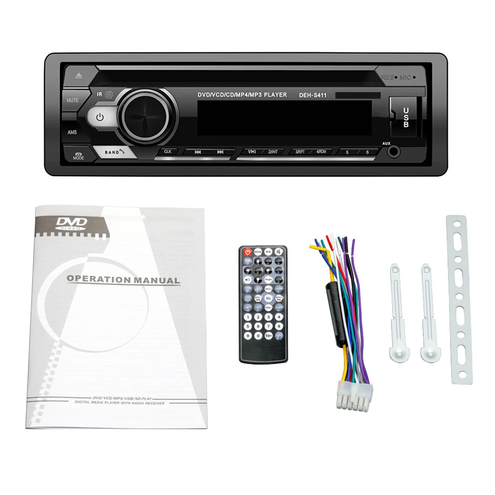 

Universal 1 Din Bluetooth Car Stereo MP3 Player Autoradio CD VCD DVD AUX USB FM Radio Auto Audio Car