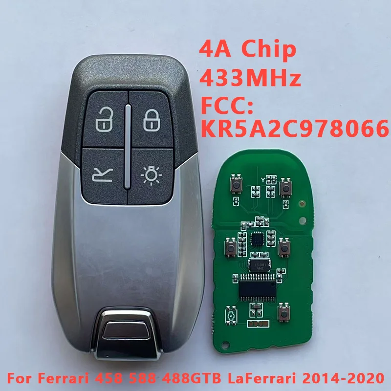 

FCC: KR5A2C978066 CN094005 Aftermarket 4A Chip 433MHz Remote Key For Ferrari Key 458 588 488GTB La Ferrari 2014-2020 key