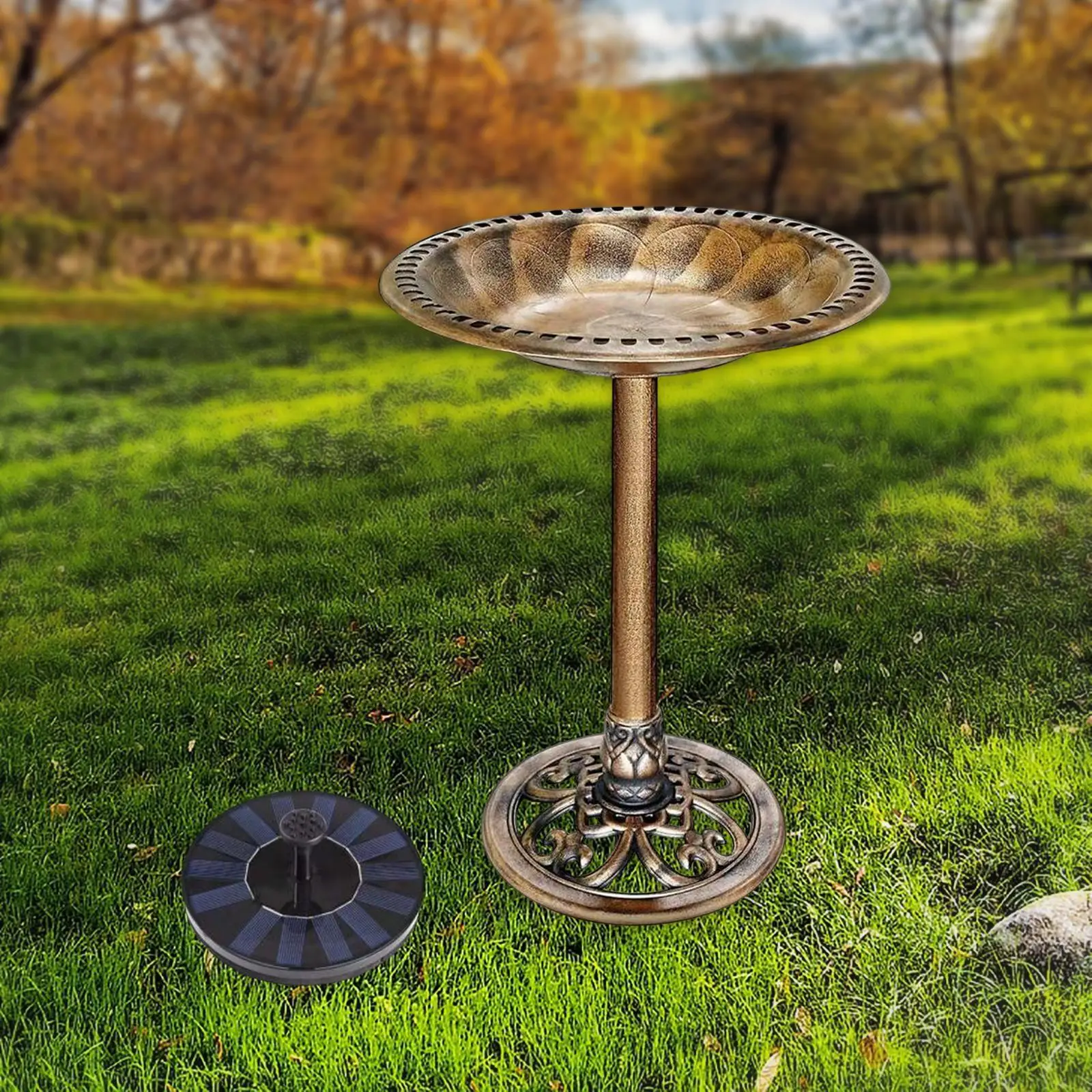 Garden Bird Bath Decoration Balcony Solar Powered water Fountain Aureate