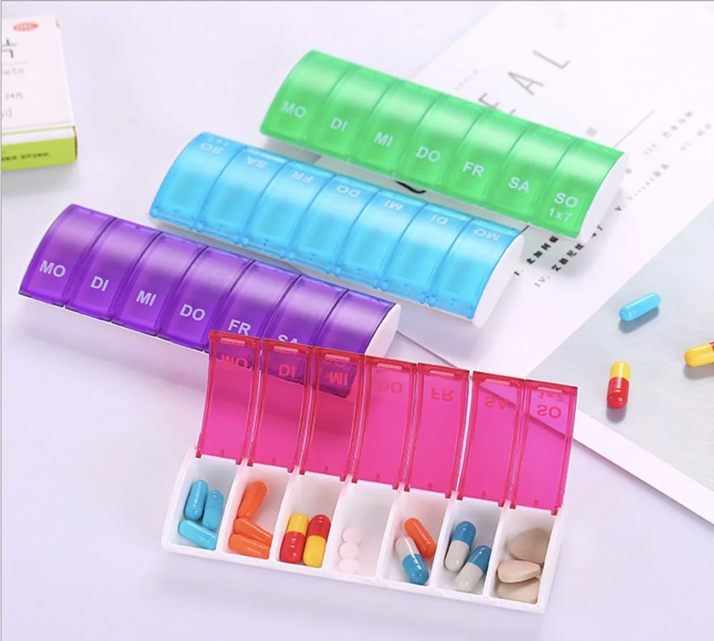 Weekly Pill Cases Medicine Storage for Week Tablet Sorter Dispense Box Container Daily Pills Case for Healthy Plastic Box