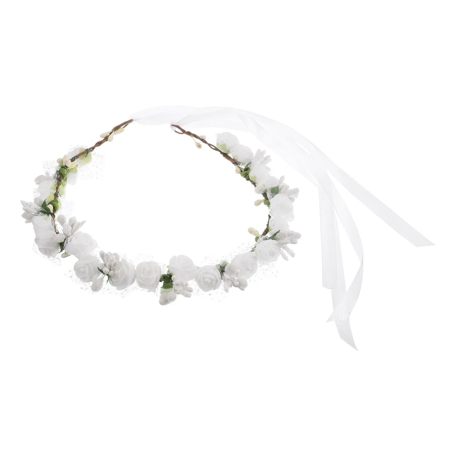 

Flower Girl Headband Bridal Hair Accessories White Wedding Flower Headpiece Beach Photography Prop Formal Headband Elegant Crown