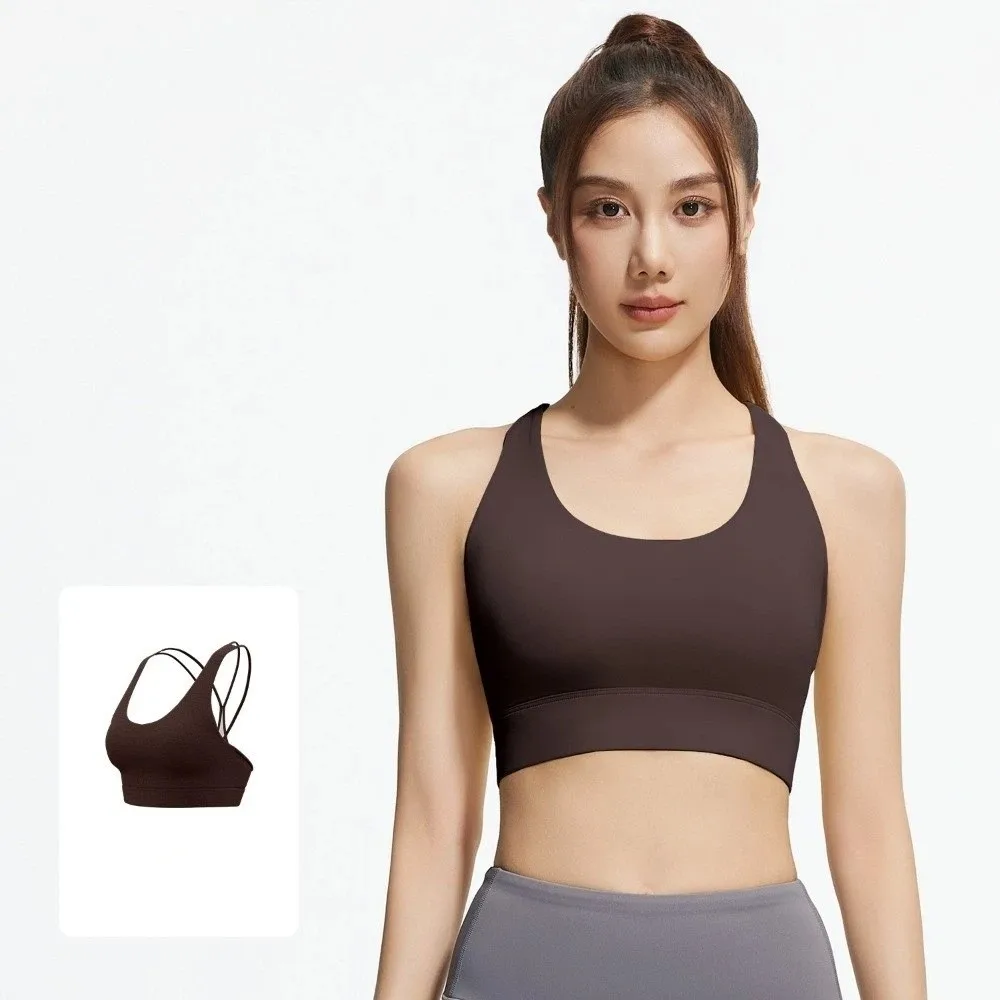 

Cross Mesh Belt Women's Sports Yoga Bra Anti-shake Shockproof Yoga Underwear Jogging Lingerie Seamless Vest Yoga Gym