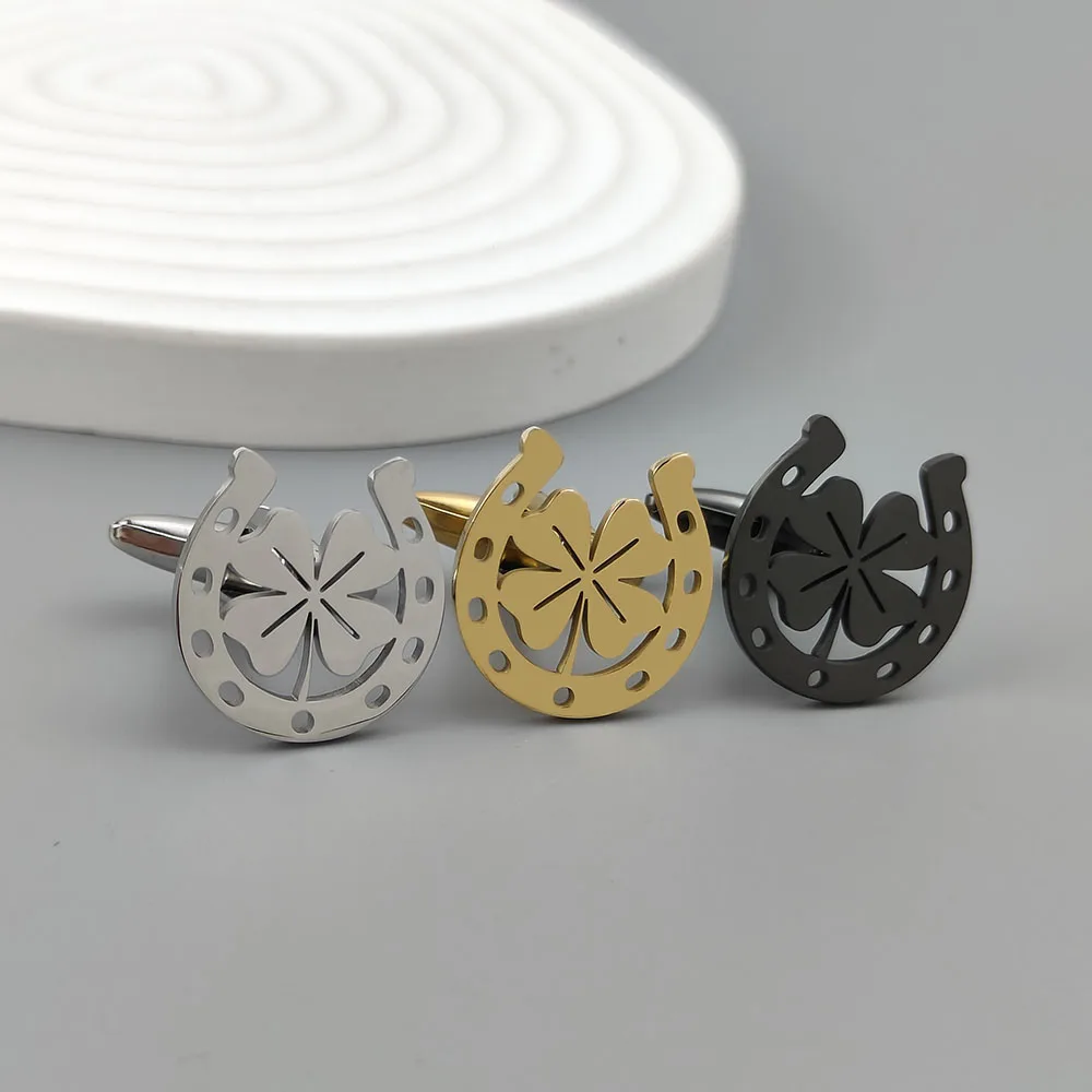 Men's French Shirt Cufflinks Stainless Steel Material Fashion Brand Clover Cufflinks Jewelry Wholesale Birthday Gift