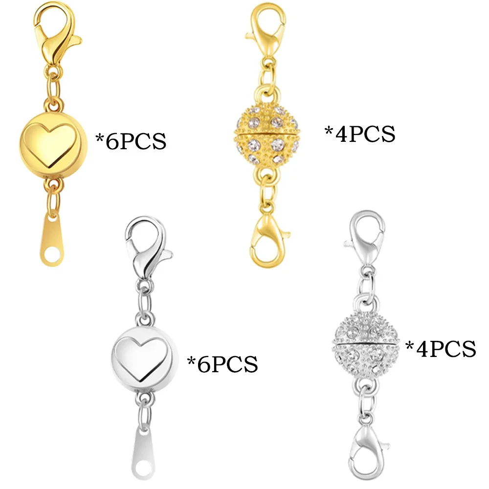 

20pcs Magnetic Necklace Clasps And Closures With Lobster Clasp, Golden & Slivery Magnetic Jewelry Extender For Necklaces