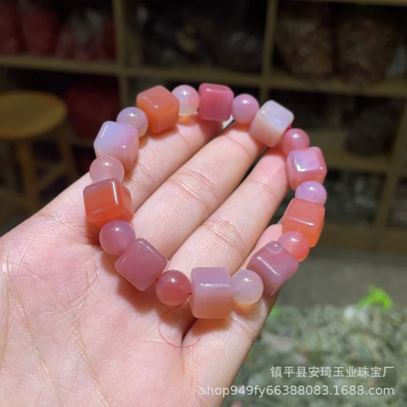 

Natural Gourd Women'S Square Beads Yanyuan Agate Bracelet Ornament