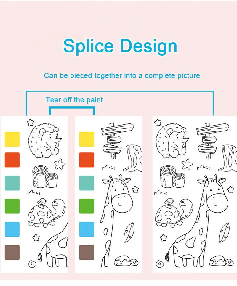 Przenośna farba z wodą dzieci gwasz Graffiti książka obrazkowa kreskówka akwarela malarstwo książki aktywności zestaw zabawka do rysowania dla dzieci