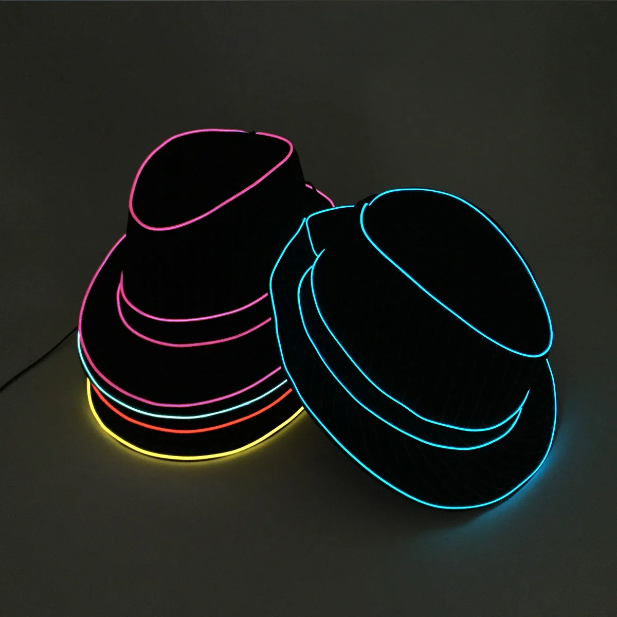 LED Fedora Hat Birthday Halloween Christmas NightClub Travel Gentlemen Hat Accessories Men Light Up Homburg Panama Gangster Hat