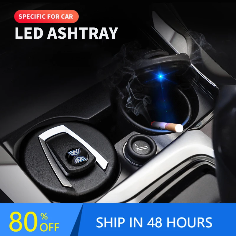 

Portable LED Automatic Blue Light Indicator Ashtray Car Accessories For Volkswagen VW 4 Motion MTM Touareg Passat Polo Jetta MK4