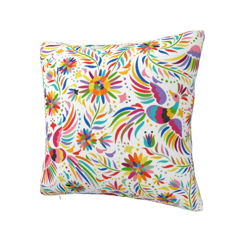 Custom Mexican Flower Square Pillow Case Decoration 3D Double Side Printed Floral Folk Cushion Cover for Sofa