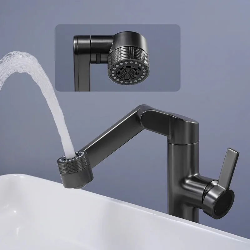 

Modern Bathroom Sink Tap Adjustable Brass Wash Basin Faucet 360 Rotation 3 Functions Hot Cold Water Mixer Single Handle Ceramic