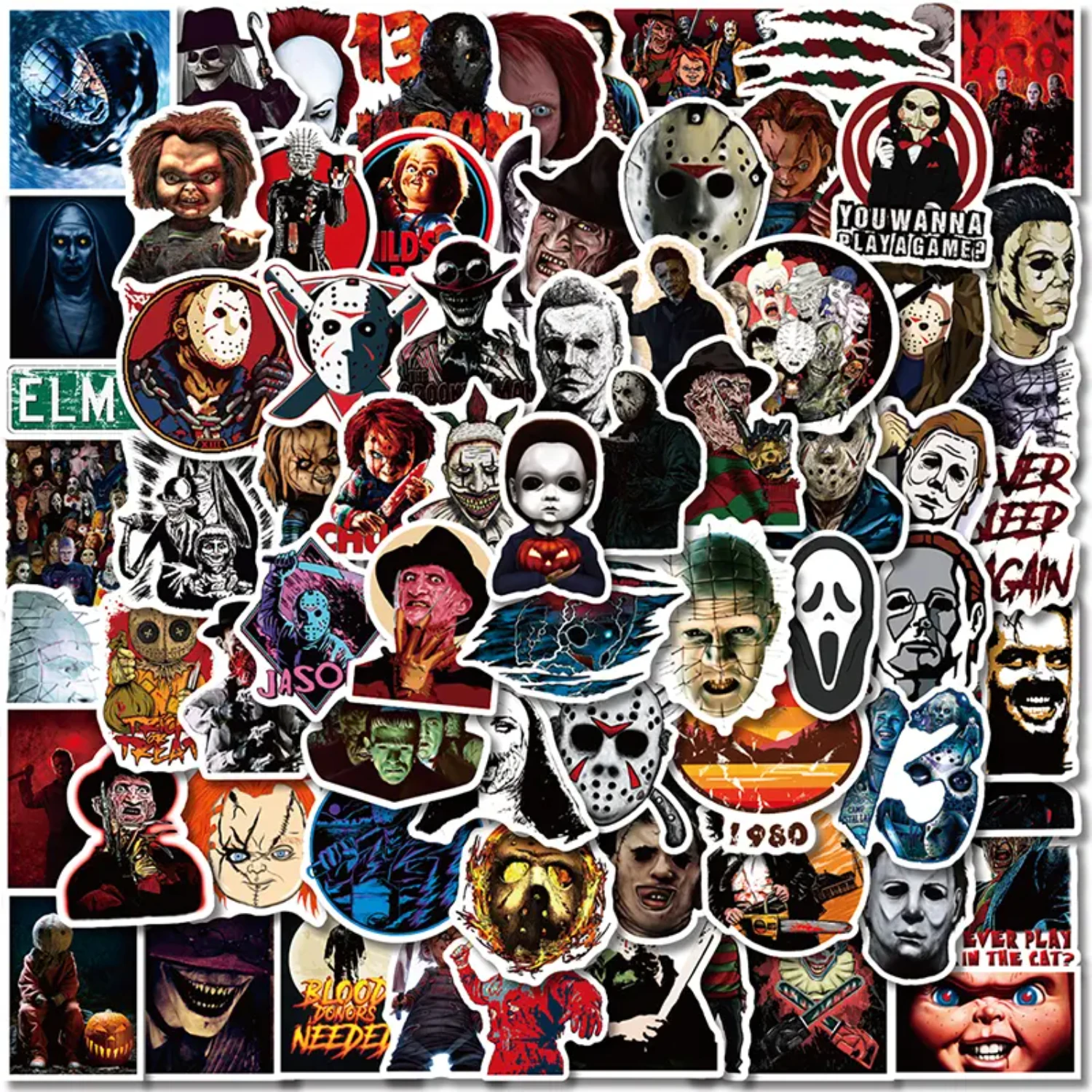 100Pcs Horror Gifts Decor,Scary Movie Stickers,Spooky Stickers,Supernatural Stickers,Halloween Stickers For Laptop,Water Bottles