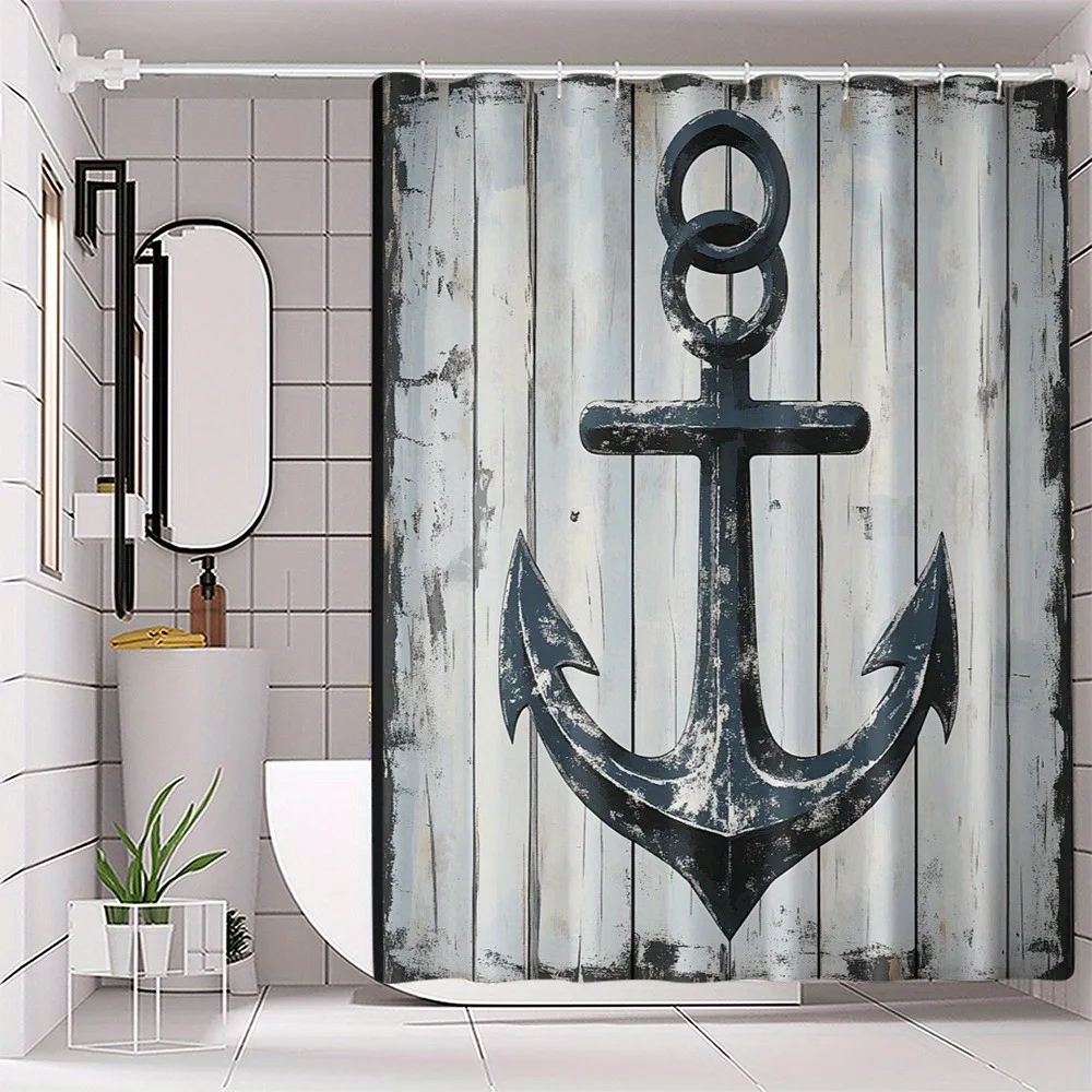 

Ретро парусный якорь, занавеска для душа, моющаяся грязеотталкивающая насадка для душа, водонепроницаемая полиэстеровая занавеска для ванны для домашнего декора