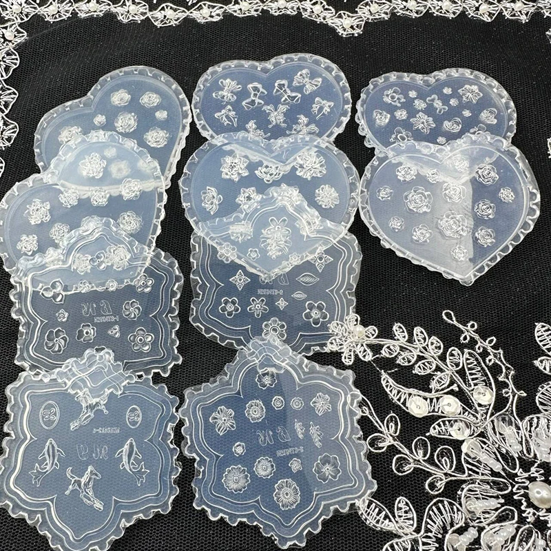 

3D Silicone Flowers Leaves Butterfly Design Nail Art Carving Templates Nail Mold Manicure Tool Decor Gifts