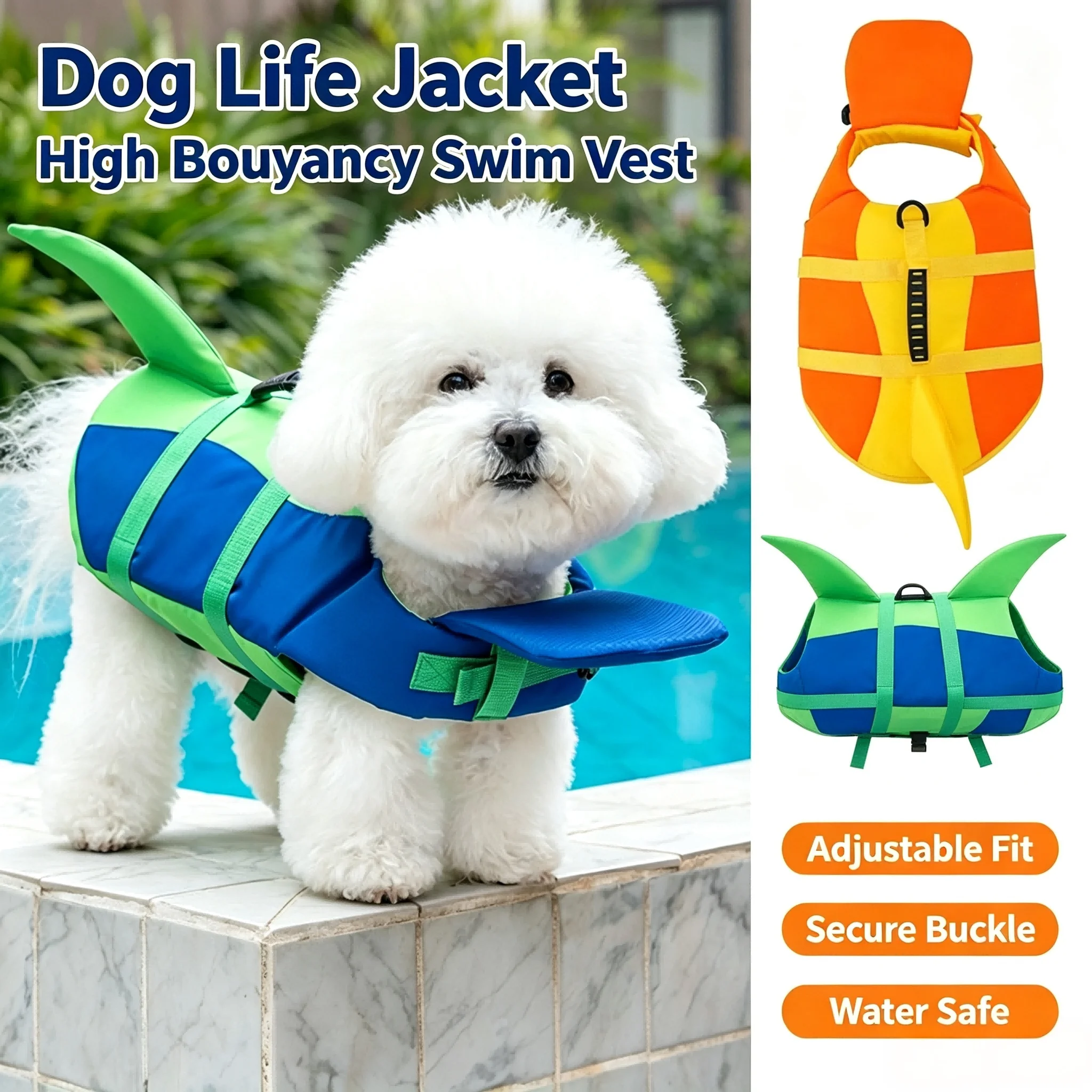 Life Jacket Buoyancy - 상어 모양 애견 구명조끼, 고부력 조절형